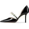 imageFSJ Women Stylish Pointed Toe One Strap with Pearls Sandals Stiletto High Heel Slip On Evening Dress Ladies Shoes Size 415 USBlack