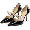 imageFSJ Women Stylish Pointed Toe One Strap with Pearls Sandals Stiletto High Heel Slip On Evening Dress Ladies Shoes Size 415 USBlack