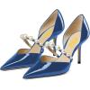 imageFSJ Women Stylish Pointed Toe One Strap with Pearls Sandals Stiletto High Heel Slip On Evening Dress Ladies Shoes Size 415 USBlue