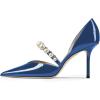 imageFSJ Women Stylish Pointed Toe One Strap with Pearls Sandals Stiletto High Heel Slip On Evening Dress Ladies Shoes Size 415 USBlue