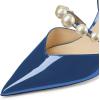 imageFSJ Women Stylish Pointed Toe One Strap with Pearls Sandals Stiletto High Heel Slip On Evening Dress Ladies Shoes Size 415 USBlue