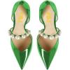 imageFSJ Women Stylish Pointed Toe One Strap with Pearls Sandals Stiletto High Heel Slip On Evening Dress Ladies Shoes Size 415 USEmerald