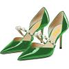 imageFSJ Women Stylish Pointed Toe One Strap with Pearls Sandals Stiletto High Heel Slip On Evening Dress Ladies Shoes Size 415 USEmerald