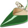 imageFSJ Women Stylish Pointed Toe One Strap with Pearls Sandals Stiletto High Heel Slip On Evening Dress Ladies Shoes Size 415 USEmerald