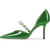 imageFSJ Women Stylish Pointed Toe One Strap with Pearls Sandals Stiletto High Heel Slip On Evening Dress Ladies Shoes Size 415 USEmerald