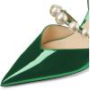 imageFSJ Women Stylish Pointed Toe One Strap with Pearls Sandals Stiletto High Heel Slip On Evening Dress Ladies Shoes Size 415 USGreen