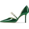 imageFSJ Women Stylish Pointed Toe One Strap with Pearls Sandals Stiletto High Heel Slip On Evening Dress Ladies Shoes Size 415 USGreen