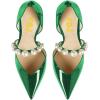 imageFSJ Women Stylish Pointed Toe One Strap with Pearls Sandals Stiletto High Heel Slip On Evening Dress Ladies Shoes Size 415 USGreen