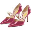 imageFSJ Women Stylish Pointed Toe One Strap with Pearls Sandals Stiletto High Heel Slip On Evening Dress Ladies Shoes Size 415 USMagenta