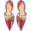 imageFSJ Women Stylish Pointed Toe One Strap with Pearls Sandals Stiletto High Heel Slip On Evening Dress Ladies Shoes Size 415 USMagenta