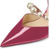 imageFSJ Women Stylish Pointed Toe One Strap with Pearls Sandals Stiletto High Heel Slip On Evening Dress Ladies Shoes Size 415 USMagenta