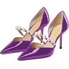 imageFSJ Women Stylish Pointed Toe One Strap with Pearls Sandals Stiletto High Heel Slip On Evening Dress Ladies Shoes Size 415 USPurple