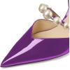 imageFSJ Women Stylish Pointed Toe One Strap with Pearls Sandals Stiletto High Heel Slip On Evening Dress Ladies Shoes Size 415 USPurple