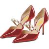 imageFSJ Women Stylish Pointed Toe One Strap with Pearls Sandals Stiletto High Heel Slip On Evening Dress Ladies Shoes Size 415 USRed