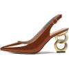 imageFSJ Women Trendy Metallic Gold Chain High Heel Slingback Pumps Pointed Toe Adjustable Buckle Office Lady Party Shoes Size 415 USChocolate
