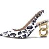 imageFSJ Women Trendy Metallic Gold Chain High Heel Slingback Pumps Pointed Toe Adjustable Buckle Office Lady Party Shoes Size 415 USCow