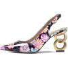 imageFSJ Women Trendy Metallic Gold Chain High Heel Slingback Pumps Pointed Toe Adjustable Buckle Office Lady Party Shoes Size 415 USFlower