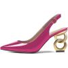 imageFSJ Women Trendy Metallic Gold Chain High Heel Slingback Pumps Pointed Toe Adjustable Buckle Office Lady Party Shoes Size 415 USFushia