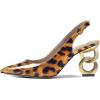 imageFSJ Women Trendy Metallic Gold Chain High Heel Slingback Pumps Pointed Toe Adjustable Buckle Office Lady Party Shoes Size 415 USLeopart