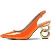 imageFSJ Women Trendy Metallic Gold Chain High Heel Slingback Pumps Pointed Toe Adjustable Buckle Office Lady Party Shoes Size 415 USOrange
