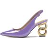 imageFSJ Women Trendy Metallic Gold Chain High Heel Slingback Pumps Pointed Toe Adjustable Buckle Office Lady Party Shoes Size 415 USPurple