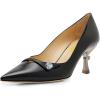 imageFSJ Women Classic Pointed Toe Low Heel Pumps Unique Kitten Heel Slip On Comfort Ladies Daily Office Work Shoes Size 415 USBlack