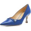 imageFSJ Women Classic Pointed Toe Low Heel Pumps Unique Kitten Heel Slip On Comfort Ladies Daily Office Work Shoes Size 415 USBlue