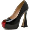 imageFSJ Women Classic Thick High Heels Platform Shoes Fashion Rainbow Elegant Peep Toe Slip On Pumps Dress Wedding Party Size 415 USBlack