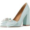 imageFSJ Women Cute Rhinestone Bow Pointed Toe Pumps Shining Crystal Bowtie Chunky Block High Heel Slip On Homecoming Party Dress Shoes Size 415 USBaby Blue