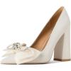 imageFSJ Women Cute Rhinestone Bow Pointed Toe Pumps Shining Crystal Bowtie Chunky Block High Heel Slip On Homecoming Party Dress Shoes Size 415 USBeige