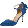imageFSJ Women Dorsay Pointy Toe Ankle Strappy Pumps Mid Heels Bowknots Sandals Sexy Party Dress Shoes Size 415 USBlue