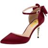 imageFSJ Women Dorsay Pointy Toe Ankle Strappy Pumps Mid Heels Bowknots Sandals Sexy Party Dress Shoes Size 415 USWine