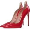 imageFSJ Women Pointed Toe High Heels Sexy Stiletto Pumps Slip On Faux Leather Rhinestone Heeled Sparkly Prom Wedding Dress Shoes Size 415 USRed