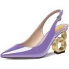 imageFSJ Women Trendy Metallic Gold Chain High Heel Slingback Pumps Pointed Toe Adjustable Buckle Office Lady Party Shoes Size 415 USPurple