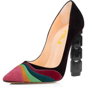 imageFSJ Women Jeweled High Heel Pointed Toe Pump Slip On Sparkling Crystal Bead Heel Sexy Ladies Bridal Evening Shoes Size 415 USBlackmulti