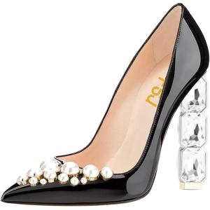 imageFSJ Women Jeweled High Heel Pointed Toe Pump Slip On Sparkling Crystal Bead Heel Sexy Ladies Bridal Evening Shoes Size 415 USBlackpearls
