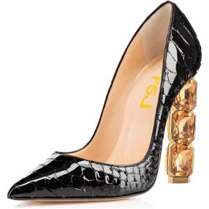 imageFSJ Women Jeweled High Heel Pointed Toe Pump Slip On Sparkling Crystal Bead Heel Sexy Ladies Bridal Evening Shoes Size 415 USBlacksnake