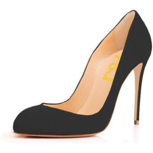 imageFSJ Women Stiletto High Heels Pumps Pointed Toe Slide Formal Party Evening Dress Shoes US Size 415 MBlack