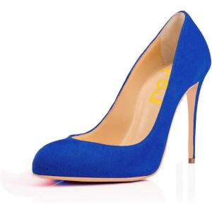 imageFSJ Women Stiletto High Heels Pumps Pointed Toe Slide Formal Party Evening Dress Shoes US Size 415 MBlue