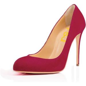 imageFSJ Women Stiletto High Heels Pumps Pointed Toe Slide Formal Party Evening Dress Shoes US Size 415 MCrimson