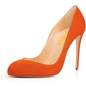 imageFSJ Women Stiletto High Heels Pumps Pointed Toe Slide Formal Party Evening Dress Shoes US Size 415 MOrange
