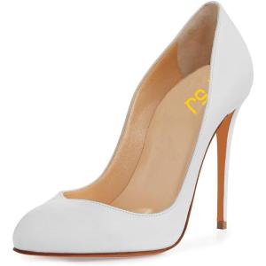 imageFSJ Women Stiletto High Heels Pumps Pointed Toe Slide Formal Party Evening Dress Shoes US Size 415 MWhite