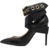 imageFSJ Women Classic Pointed Toe Stiletto High Heel Cross Strap Pumps Ankle Strap Buckle Evening Dress Shoes Size 415 USBlack