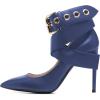 imageFSJ Women Classic Pointed Toe Stiletto High Heel Cross Strap Pumps Ankle Strap Buckle Evening Dress Shoes Size 415 USBlue