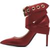 imageFSJ Women Classic Pointed Toe Stiletto High Heel Cross Strap Pumps Ankle Strap Buckle Evening Dress Shoes Size 415 USRed