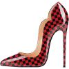 imageFSJ Women Classic Pointed Toe Stiletto High Heels Pumps Starry Slip On Lady Casual Dress Party Shoes Size 415 USRed