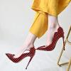 imageFSJ Women Classic Pointed Toe Stiletto High Heels Pumps Starry Slip On Lady Casual Dress Party Shoes Size 415 USRed