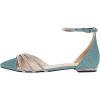 imageFSJ Women Comfy Studded Strap Pointed Toe Sandals Low Heel Ankle Strap Buckle Ladies Casual Walking Flat Shoes Size 415 USCyan