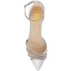 imageFSJ Women Comfy Studded Strap Pointed Toe Sandals Low Heel Ankle Strap Buckle Ladies Casual Walking Flat Shoes Size 415 USWhite