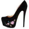 imageFSJ Women Extreme High Stiletto Heels Platform Pumps Slip On Pointed Toe Sexy Dress Shoe US Size 415 MBlack Floral